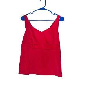Talbots Red Silk Blend Empire Waist V-Neck Tank Top Resort Quiet Luxury Size 6
